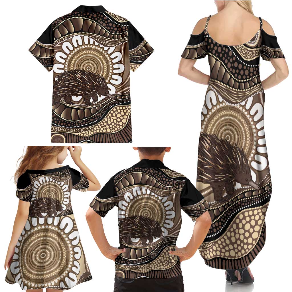 Indigenous Echidna Australia Family Matching Summer Maxi Dress and Hawaiian Shirt Australian Aboriginal Art Proud