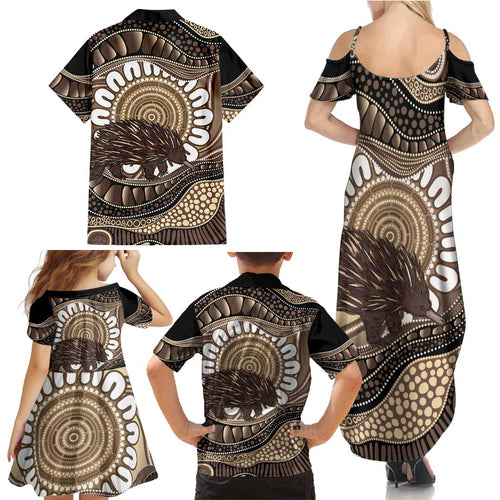 Indigenous Echidna Australia Family Matching Summer Maxi Dress and Hawaiian Shirt Australian Aboriginal Art Proud