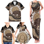 Indigenous Echidna Australia Family Matching Tank Maxi Dress and Hawaiian Shirt Australian Aboriginal Art Proud
