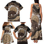 Indigenous Echidna Australia Family Matching Tank Maxi Dress and Hawaiian Shirt Australian Aboriginal Art Proud