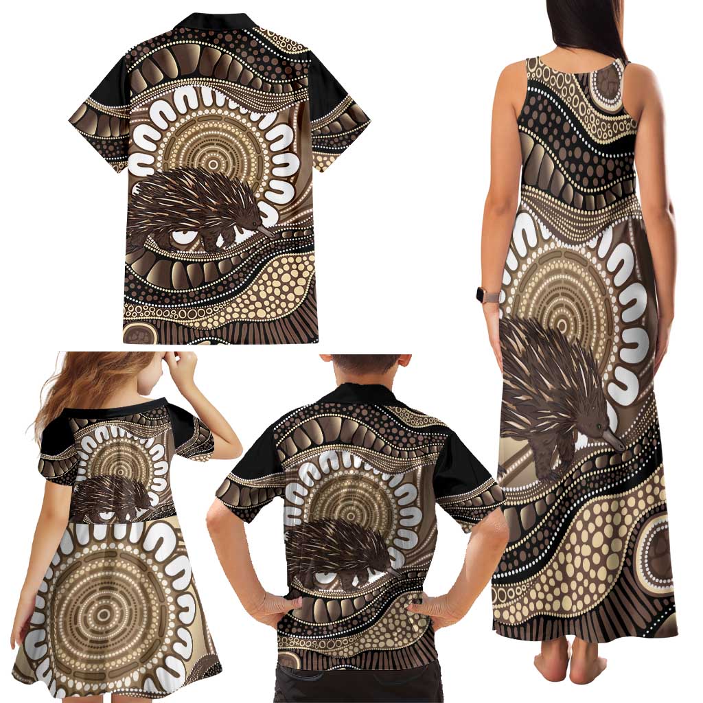 Indigenous Echidna Australia Family Matching Tank Maxi Dress and Hawaiian Shirt Australian Aboriginal Art Proud