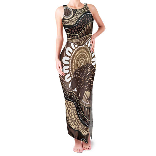 Indigenous Echidna Australia Family Matching Tank Maxi Dress and Hawaiian Shirt Australian Aboriginal Art Proud
