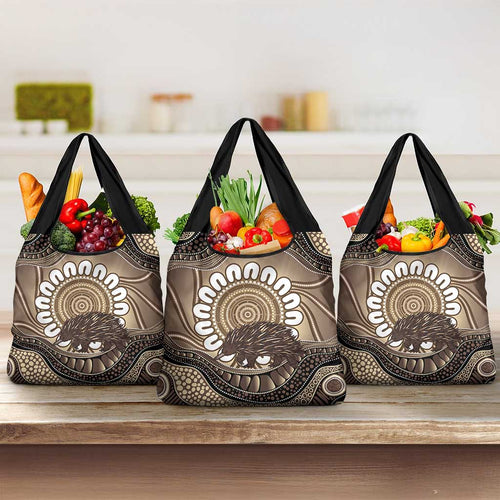 Indigenous Echidna Australia Grocery Bag Australian Aboriginal Art Proud