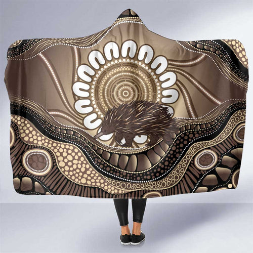 Indigenous Echidna Australia Hooded Blanket Australian Aboriginal Art Proud