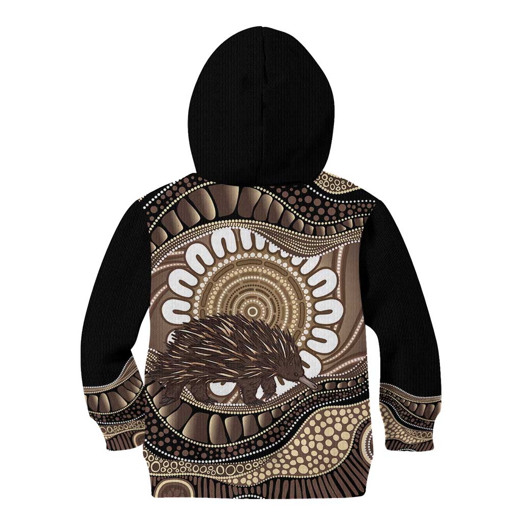 Indigenous Echidna Australia Kid Hoodie Australian Aboriginal Art Proud