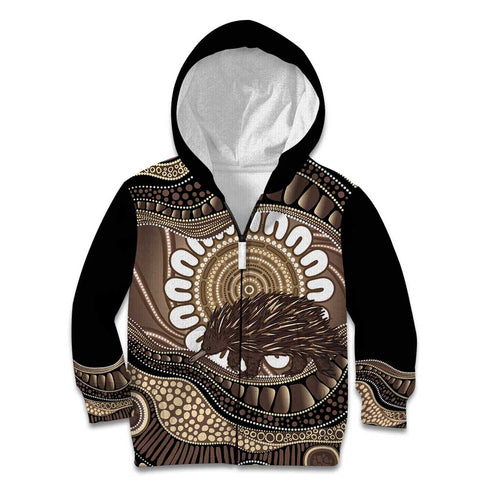 Indigenous Echidna Australia Kid Hoodie Australian Aboriginal Art Proud