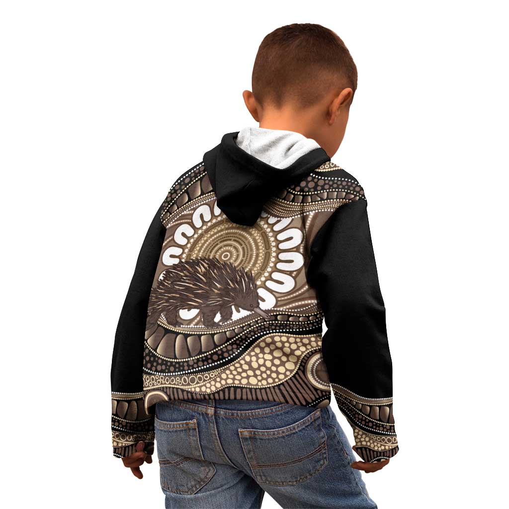 Indigenous Echidna Australia Kid Hoodie Australian Aboriginal Art Proud