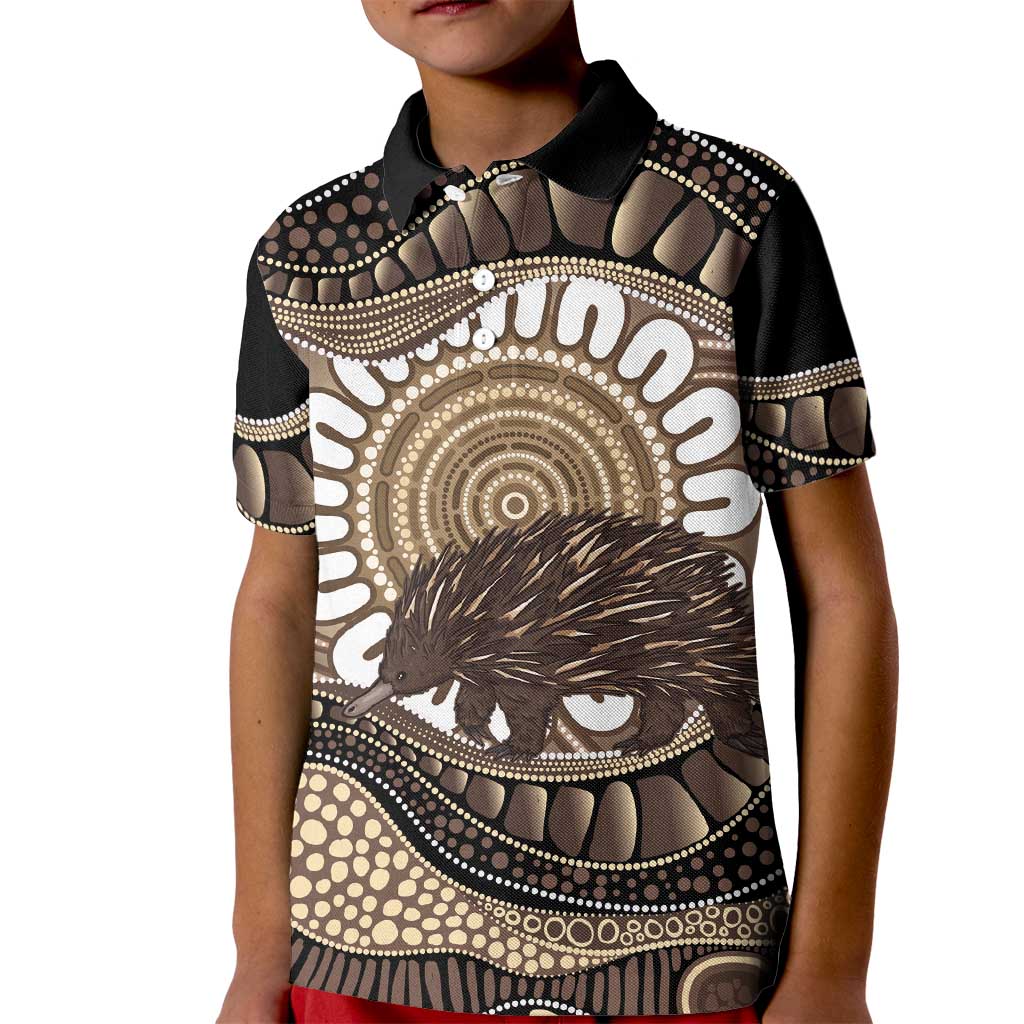 Indigenous Echidna Australia Kid Polo Shirt Australian Aboriginal Art Proud