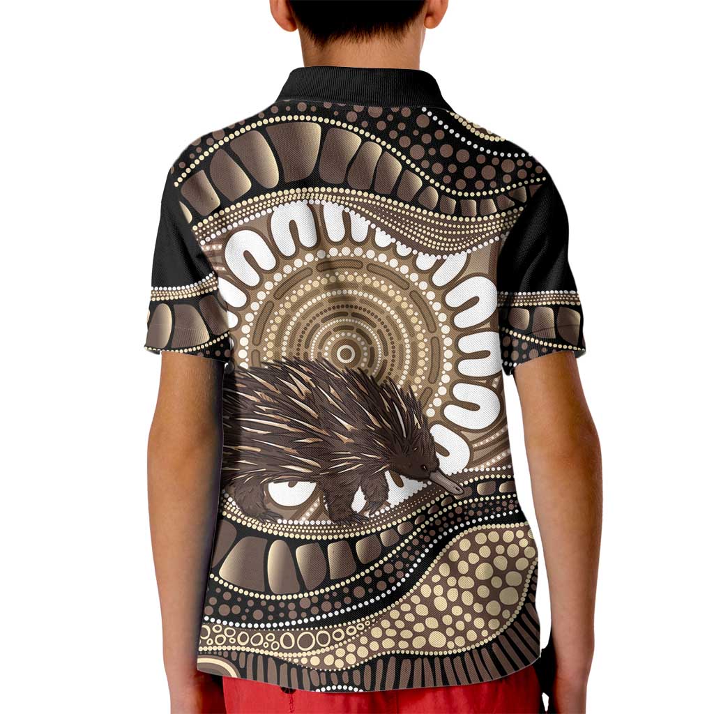 Indigenous Echidna Australia Kid Polo Shirt Australian Aboriginal Art Proud