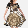 Indigenous Echidna Australia Kid Short Sleeve Dress Australian Aboriginal Art Proud
