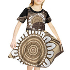 Indigenous Echidna Australia Kid Short Sleeve Dress Australian Aboriginal Art Proud