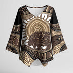 Indigenous Echidna Australia Kimono Sleeve Blouse Australian Aboriginal Art Proud