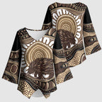 Indigenous Echidna Australia Kimono Sleeve Blouse Australian Aboriginal Art Proud