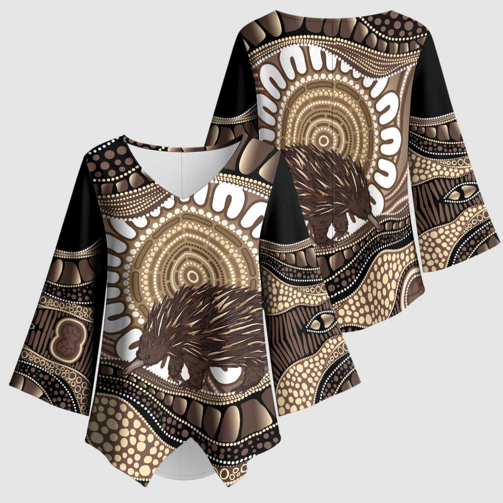 Indigenous Echidna Australia Kimono Sleeve Blouse Australian Aboriginal Art Proud