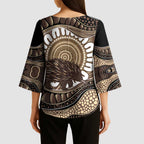 Indigenous Echidna Australia Kimono Sleeve Blouse Australian Aboriginal Art Proud