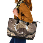Indigenous Echidna Australia Leather Tote Bag Australian Aboriginal Art Proud