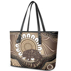 Indigenous Echidna Australia Leather Tote Bag Australian Aboriginal Art Proud