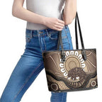 Indigenous Echidna Australia Leather Tote Bag Australian Aboriginal Art Proud