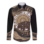Indigenous Echidna Australia Long Sleeve Button Shirt Australian Aboriginal Art Proud