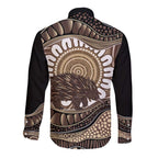Indigenous Echidna Australia Long Sleeve Button Shirt Australian Aboriginal Art Proud