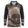 Indigenous Echidna Australia Long Sleeve Polo Shirt Australian Aboriginal Art Proud