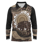 Indigenous Echidna Australia Long Sleeve Polo Shirt Australian Aboriginal Art Proud
