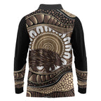 Indigenous Echidna Australia Long Sleeve Polo Shirt Australian Aboriginal Art Proud