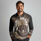 Indigenous Echidna Australia Long Sleeve Polo Shirt Australian Aboriginal Art Proud