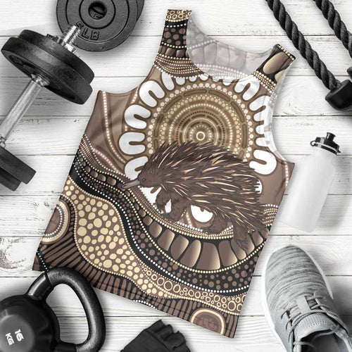 Indigenous Echidna Australia Men Tank Top Australian Aboriginal Art Proud