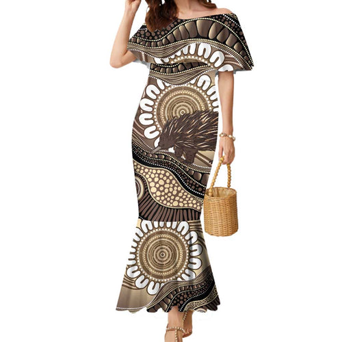 Indigenous Echidna Australia Mermaid Dress Australian Aboriginal Art Proud