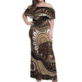 Indigenous Echidna Australia Off Shoulder Maxi Dress Australian Aboriginal Art Proud