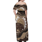 Indigenous Echidna Australia Off Shoulder Maxi Dress Australian Aboriginal Art Proud