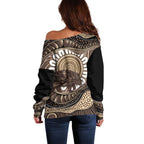 Indigenous Echidna Australia Off Shoulder Sweater Australian Aboriginal Art Proud