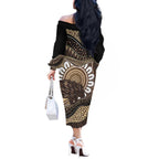 Indigenous Echidna Australia Off The Shoulder Long Sleeve Dress Australian Aboriginal Art Proud