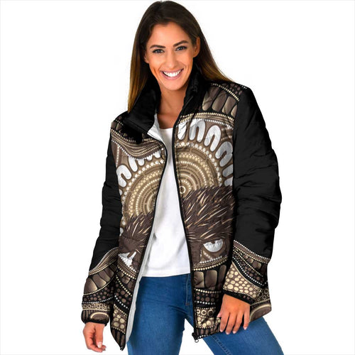 Indigenous Echidna Australia Padded Jacket Australian Aboriginal Art Proud