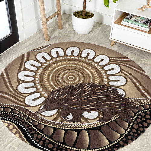 Indigenous Echidna Australia Round Carpet Australian Aboriginal Art Proud
