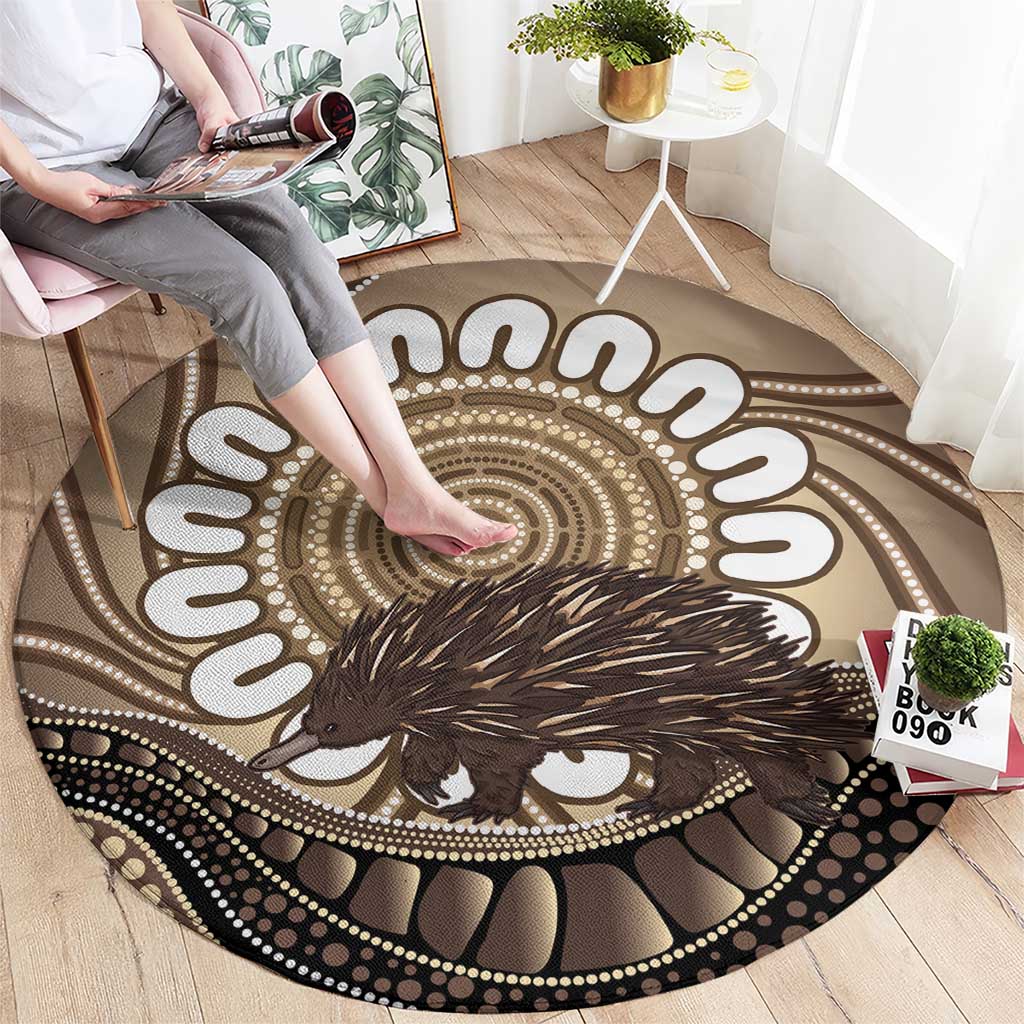 Indigenous Echidna Australia Round Carpet Australian Aboriginal Art Proud
