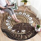 Indigenous Echidna Australia Round Carpet Australian Aboriginal Art Proud