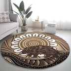 Indigenous Echidna Australia Round Carpet Australian Aboriginal Art Proud