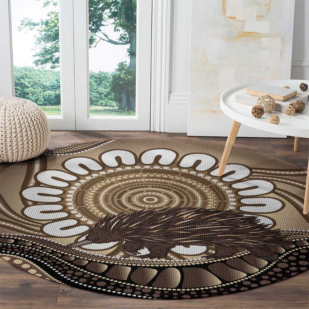 Indigenous Echidna Australia Round Carpet Australian Aboriginal Art Proud