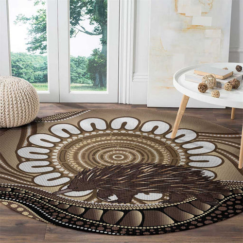 Indigenous Echidna Australia Round Carpet Australian Aboriginal Art Proud