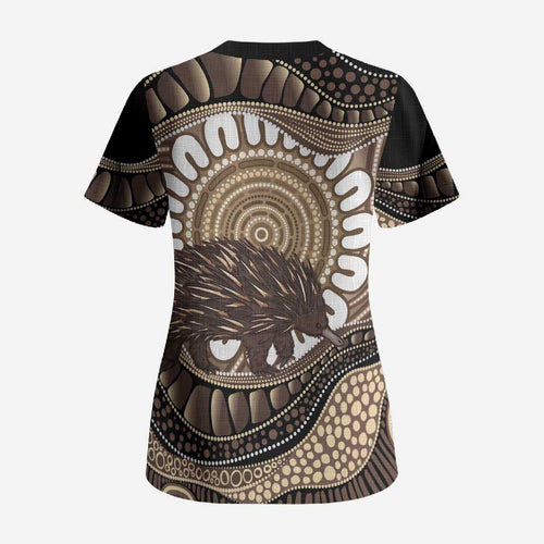 Indigenous Echidna Australia Scrub Top Australian Aboriginal Art Proud