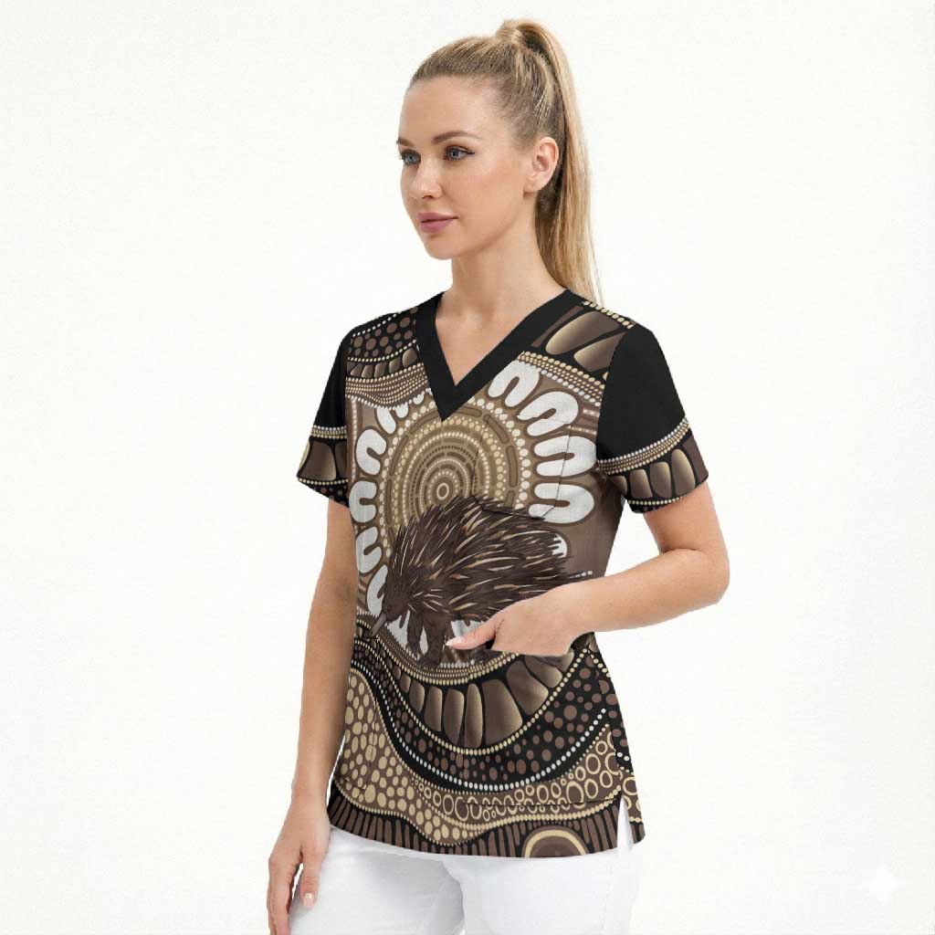 Indigenous Echidna Australia Scrub Top Australian Aboriginal Art Proud