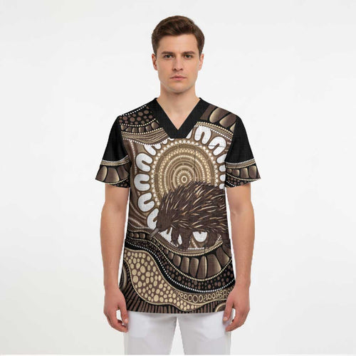 Indigenous Echidna Australia Scrub Top Australian Aboriginal Art Proud