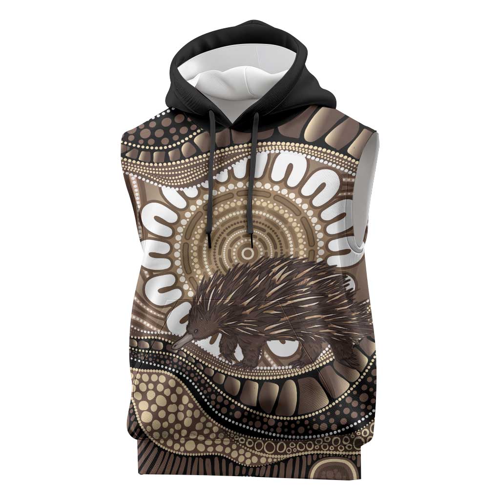 Indigenous Echidna Australia Sleeveless Hoodie Australian Aboriginal Art Proud