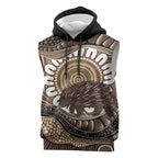Indigenous Echidna Australia Sleeveless Hoodie Australian Aboriginal Art Proud