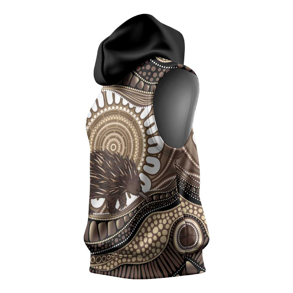 Indigenous Echidna Australia Sleeveless Hoodie Australian Aboriginal Art Proud