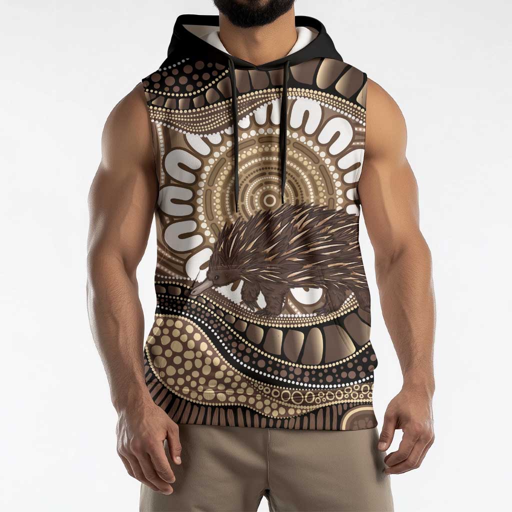 Indigenous Echidna Australia Sleeveless Hoodie Australian Aboriginal Art Proud