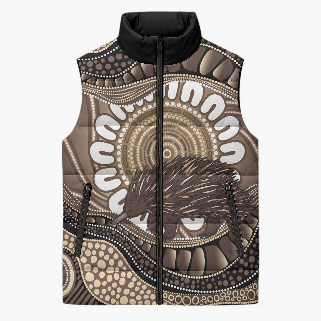 Indigenous Echidna Australia Sleeveless Puffer Jacket Australian Aboriginal Art Proud