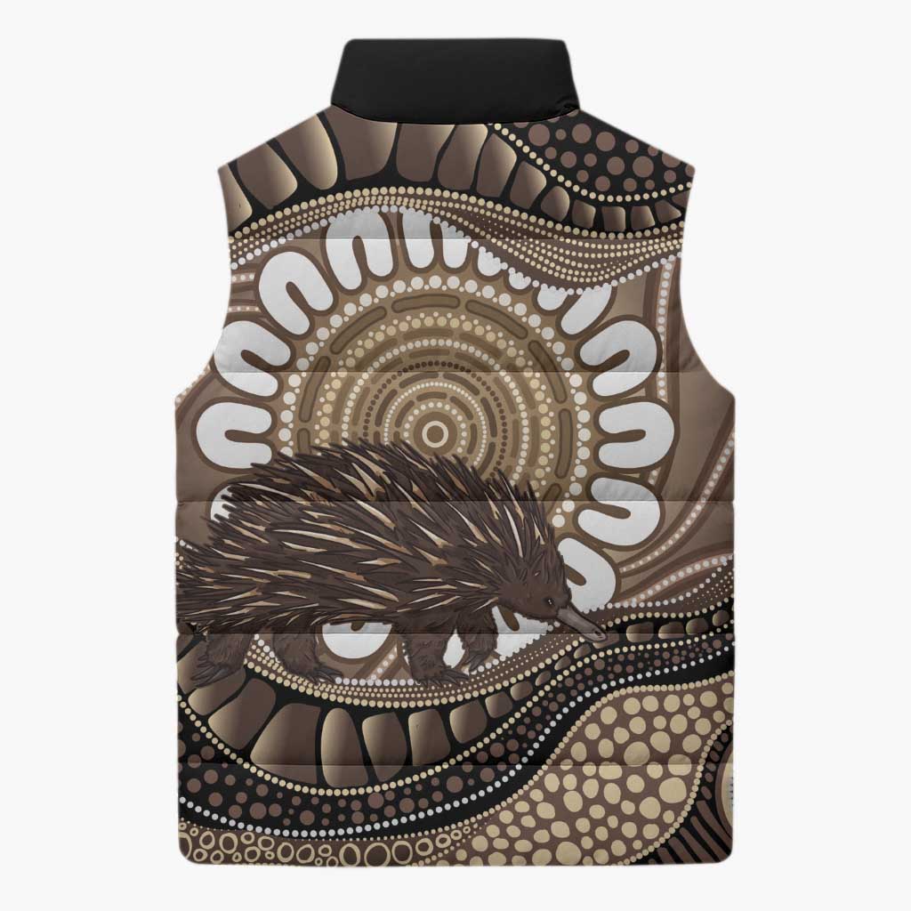 Indigenous Echidna Australia Sleeveless Puffer Jacket Australian Aboriginal Art Proud